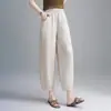 Pantalones de Lino de Pierna Ancha para Mujer 2026 Otoño Pantalones Tencel Guadaña para Madres Petites Casual Sueltos Caídos de Nueve Puntos