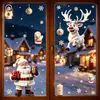 Adesivos Eletrostáticos para Vidro de Natal Novo Papai Noel Floco de Neve Transfronteiriço Decoração de Natal Rena Bola Pendurada Caixa de Presente Adesivos para Janela