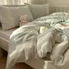 2025 Novo Tipo Estilo Francês Pequeno Fresco Algodão Lavado Fio Dupla Camada Roupa de Cama Conjunto de Quatro Peças 1.8 Capa de Edredom Conjunto de Três Peças para Dormitório