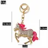 Chaveiro Cavalo Galopante com Strass Fofo Liga Metálica Incrustada com Strass Chaveiro de Carro Cavalo Galopante Pingente de Bolsa Acessórios de Presente Venda por Atacado