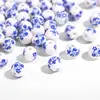 Pulseira de Contas de Ouro 18K Porcelana Azul e Branca Contas Florais de Cerâmica Pulseira Elástica com Letra de Aço Inoxidável Cruzada Europeia e Americana Amazon