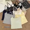 Nuevo Estilo Primavera y Verano Algodón Puro Estilo Chica Caliente Top sin Espalda con Corte Cruzado y Ribete de Encaje con Almohadillas en el Pecho y Camisola