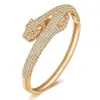 Joyería de Cobre con Cabeza de Leopardo Creativa Transfronteriza Pulsera de Metal Cruz Zodiacal Europea y Americana Pulsera de Zirconia Atmosférica para Damas