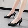 Otoño 2025 Nuevos Tacones Altos Sexy Versátiles Europeos y Americanos Tacón Grueso Boca Baja Zapatos de Una Sola Pieza Tacones Altos de Trabajo para Mujer Slip-On