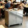 Carrinho de comida em aço inoxidável com portas, carrinho de entrega de comida fechado para hotéis e restaurantes, carrinho de armazenamento móvel comercial