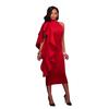 Moda Feminina Europeia e Americana Nova Primavera/Verão Vestido Bodycon Sexy Justo com Babados Vestido de Gala para Evento Anual