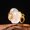 Jelly de Lichia Natural Ágata Branca Saco da Sorte Gato Garra Pingente Artesanal DIY Pulseira de Ágata Branca Pequena Gota Acessórios de Joia