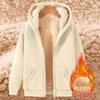 Autumn and Winter new lambswool warm Men's sweater cardigan hooded zipper versatile casual fleece-lined thickened coat