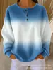Amazon Transfronterizo Nuevo Estilo Europeo y Americano Rayas Verticales Cuello Henley Manga Larga Sudadera con Capucha Suelta Hombros Caídos Media Cremallera Top para Mujer