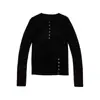 Blusa simples de cor sólida com botões, manga longa, estilo Harajuku, para o dia a dia, T-shirt fashion gola redonda, estilo K-pop high street coreano
