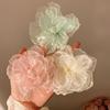 Horquilla de gasa súper hada con sensación fresca, flor blanca, flequillo para mujer, clip lateral, accesorios para el cabello, clip para el cabello de primavera y verano, tocado playero para mujeres