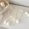 Meias Novas de Outono Youjiaxiu Estilo Japonês Doce com Babados Meio da Panturrilha Versáteis Absorventes de Suor Respiráveis Meias Largas Meias de Algodão