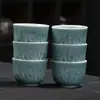 Juego de Té Celadón Kung Fu con Tetera de Paisaje en Relieve, Seis Tazas, Juego Completo en Caja de Regalo, Regalo Souvenir para Otros, Celadón Dehua