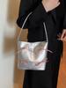 Bolsa Balde com Laço Feminina 2025 Nova Moda Versátil Bolsa de Ombro Transversal de Nicho de Alto Nível