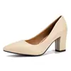 Zapatos de vestir de moda para mujer, tacón grueso, nueva colección otoño 2026, zapatos de trabajo de punta fina, apertura baja, estilo slip-on, tacones altos coreanos, diseño simple