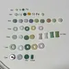 Serie de jade para decoración de uñas estilo chino: Hebilla de paz, jade verde lustroso con agujeros, decoración de uña de jade circular, adorno redondo de estilo chino