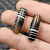 Ágata Dzi de Seda Envuelto Jade Cuentas Sueltas Mango de Ágata Marrón Passepartout Cuentas de Barril Accesorios para Joyería Cuentas de Jade Hechas a Mano