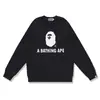 Marca de moda transfronteriza de comercio exterior BAPE sudadera con capucha de punto para hombre, otoño e invierno, manga larga, estampado de letras, holgada, cuello redondo