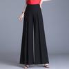 Pantalones anchos plisados de gasa de color liso para mujer, culottes drapeados de verano, pantalones de pierna ancha, tallas grandes, pantalones casuales de cintura alta, novedad de 2023