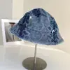 Chapéu Octogonal de Sarja Lavada com Xadrez Fino para Mulheres, Chapéu de Tecido com Proteção Solar para Primavera e Verão, Chapéu Boina com Decoração de Lantejoulas, Chapéu da Moda, Tendência