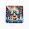 Ímã de Geladeira de Vidro de Cristal Pintura a Óleo Retro Americano Presente de Aniversário para Casal Adesivo Magnético de Vidro Coração Graffiti Colorido