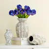Vaso de Cerâmica Manchado Estilo Wabi-Sabi de Shumen Pacote de Arranjo de Flores Artificiais para Sala de Estar de Casa Utensílios de Flores Decorativos Retrô