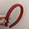 Año nuevo diadema de ambiente festivo de cuadros rojos nuevos otoño e invierno retro francés combinable diadema alta con copete accesorios para el cabello