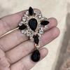 Nuevo colgante de placa de flor de aleación de gota de agua de diamante de 65*33MM hebilla de diamante dorada ropa decorativa accesorios de joyería DIY