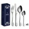 Cuchillo, Tenedor y Cuchara de Acero Inoxidable Transfronterizos Engrosados de Alta Gama Cuchillo y Tenedor para Filete Cuchara Dorada Relieve Retro Vajilla para Comida Occidental Venta al por Mayor
