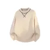 Nuevo suéter de diseño estructural para hombre, cuello redondo, simple, grueso, tejido casual, suéter de punto de manga larga