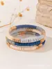 Set de pulseras de arcilla suave coloridas apilables de 6 mm elástico color Morandi bloques de color bohemio pieza metálica