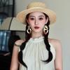 Aretes de Aro con Lentejuelas Metálicas de Diseño Nicho para Mujer Moda de Lujo Ligero Combinable 2024 Nueva Moda Clip para la Oreja