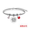 Pulsera Europea y Americana Transfronteriza Acero Inoxidable Pulsera Hueso de Serpiente Día del Maestro Manzana Roja Conmemorativa Regalo Festivo Pulsera Grabable