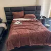 Nova Manta Jacquard de Tafetá Cor Sólida Multifuncional Lençol de Cama Cobertor de Sesta para Dormitório Outono Primavera Cobertor de Cama Cobertor para Todas as Estações