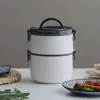 Caja de Almuerzo Bento Japonesa Ovalada Portátil Creativa de Múltiples Capas Aislada, Caja de Comida Aislada de Acero Inoxidable 304