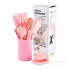 Conjunto de Utensílios de Silicone para Assar e Cozinhar com 21 Peças Ferramentas de Assar Colher Medidora Batedor de Ovos Espátula Raspadora Espátula para Fritar Steak