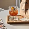 Copo Curto Estilo Ins de Vidro Retrô para Café Americano Gelado, Chá de Frutas, Bebidas Especiais, Suco