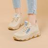 Zapatos de mujer Otoño Nuevos Zapatos Deportivos Casuales Plataforma Suela Coreana Punta Redonda Cordones Zapatos de Plataforma Tejidos Voladores para Mujer