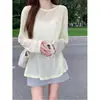 Blusa Camiseta Ligeramente Transparente con Bordado Pesado Diseño de Primavera y Verano para Mujer Top Casual con Protección Solar Estilo Fino de Manga Larga para Verano