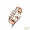Anillo de Plata de Ley S925 con Moissanita Completa, Doble Capa, Anillo de Banda Lisa con Moissanita en Círculo Completo, Más Vendido en Amazon