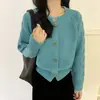 Cárdigan de Punto Trenzado con Aguja Gruesa para Mujer Otoño e Invierno Estilo Coreano Retro Estilo Perezoso Abrigo Holgado Suéter Grueso Abrigo tipo Duffle con Botones