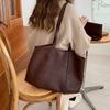 Celebridad de Internet ins Estilo Perezoso Bolso de Gran Capacidad Bolso Tote de Hombro Cuero Suave PU Bolso de Compras Bolso Grande de Moda