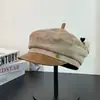 Boina de Color Café Maillard para Mujer, Sombrero Octagonal Estilo Retro, Gorra de Newsboy Moda Coreana, Sombrero de Artista Pintor