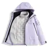 Chaqueta Exterior 3 en 1 Cálida Unisex Forro de Plumas Desmontable Set de Dos Piezas Cortavientos Impermeable Ropa para Montañismo