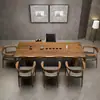 Mesa de Té de Madera Maciza de Tablero Grande y Combinación de Sillas Mesa de Té para Oficina Sala de Estar Hogar Estilo Chino Mesa de Jefe Simple y Moderna