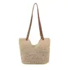 Nova Bolsa de Palha Grande Capacidade Estilo Preguiçoso para Mulheres, Bolsa de Ombro Artística Versátil, Bolsa de Praia, Bolsa Tote para o Dia a Dia de Corda de Algodão