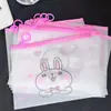 Bolsa de Almacenamiento de Conejo Transparente Escarchada Simple con Tirador Girly Multifuncional Súper Práctica Doble Capa 20 Denier Portátil Impermeable