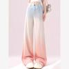 Jeans Rectos Casuales de Moda Dopamina Lavado Degradado para Mujer Primavera 2025 Nuevo Pantalones de Pierna Ancha de Cintura Alta Modernos