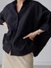 Camisa de Algodão e Linho de Manga Longa para Mulheres, Comprimento Médio Estilo Coreano Solta Tamanho Grande Manga Morcego Linho Casual Proteção Solar Camisa Tendência