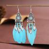 Pendientes de Plumas Estilo Étnico Transfronterizo, Pendientes Largos de Calabaza con Borlas Retro Bohemias Personalizados al por Mayor
